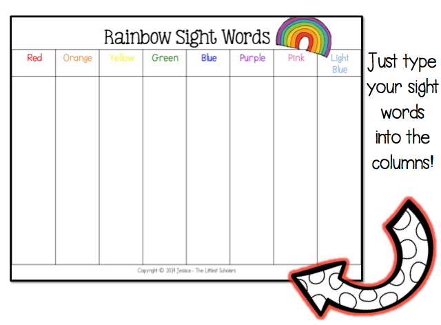 Use this printable to organize your sight words and make keeping track of students' progress manageable! 