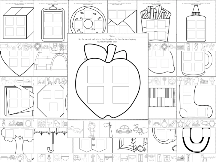 Fun and engaging phonemic awareness printables: beginning sound color, cut and glue from Littlest Scholars