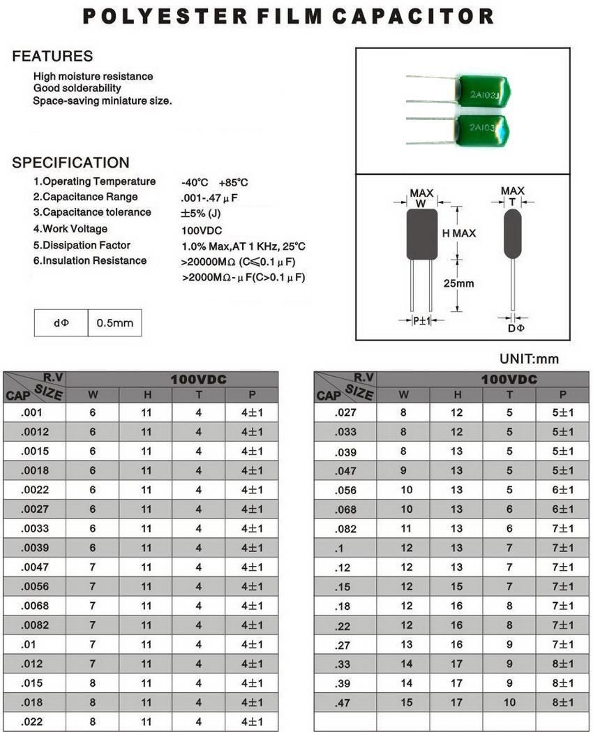 Mylar Capacitor Code Chart