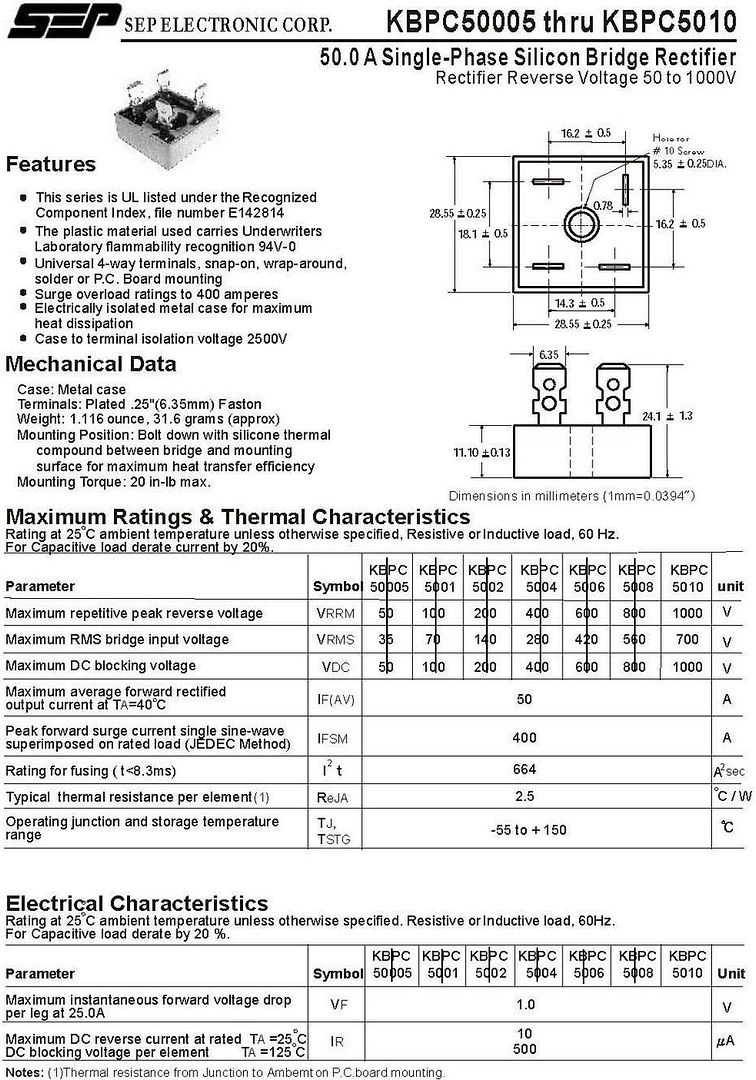 Kbpc5010 Bridge Rectifier Datasheet Pinout Wiring Dia vrogue.co