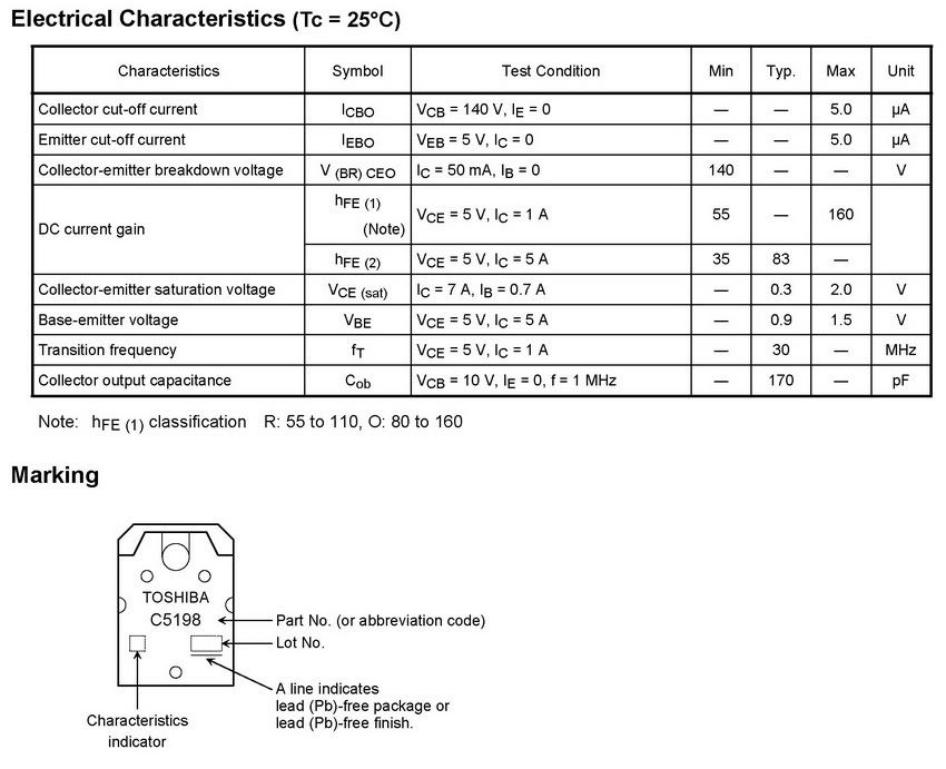 2SC5198 C5198 Original TOSHIBA Amp. Transistor,NPN, x 5 eBay