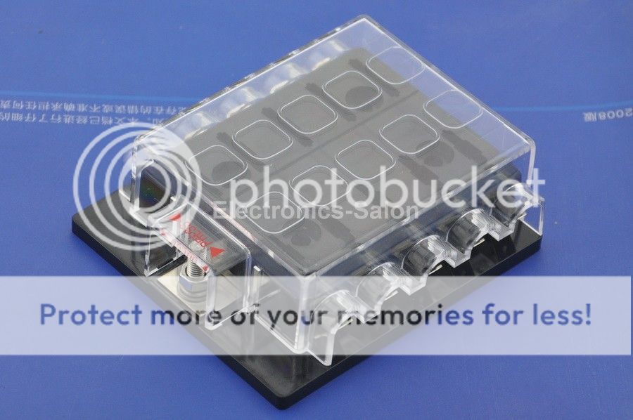 10 Position ATO ATC Fuse Panel w Cover and Label Fuse Block