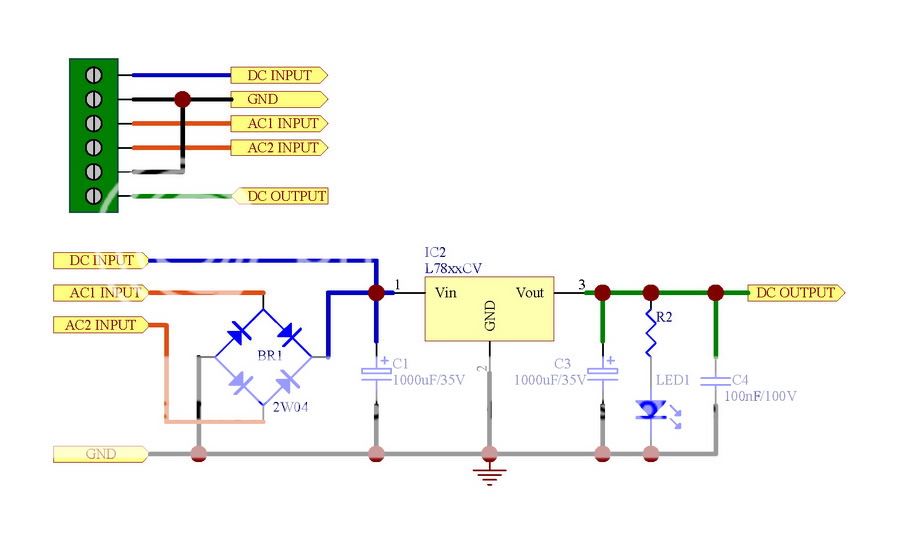 9V DC Regulator Module, Based on L7809CV IC Design, AC or DC 